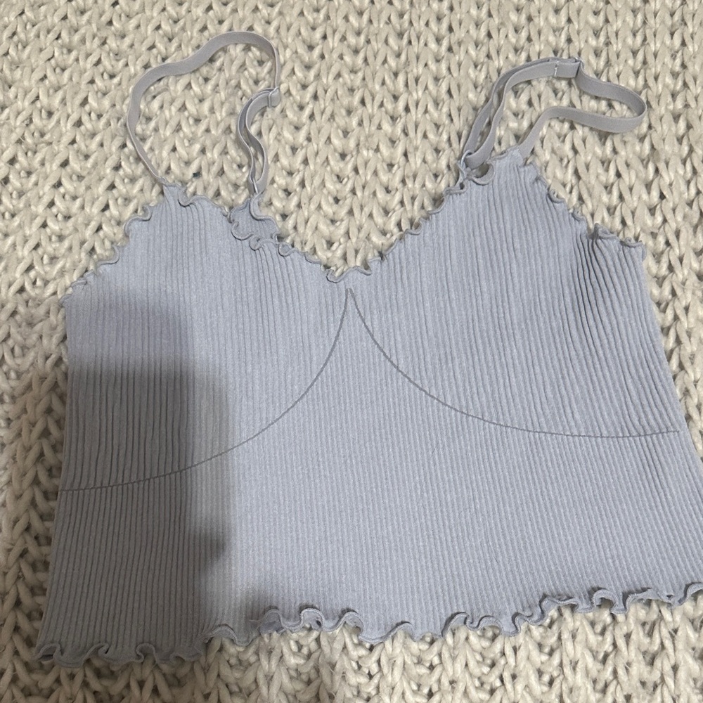Ribbed Light Gray Crop Top